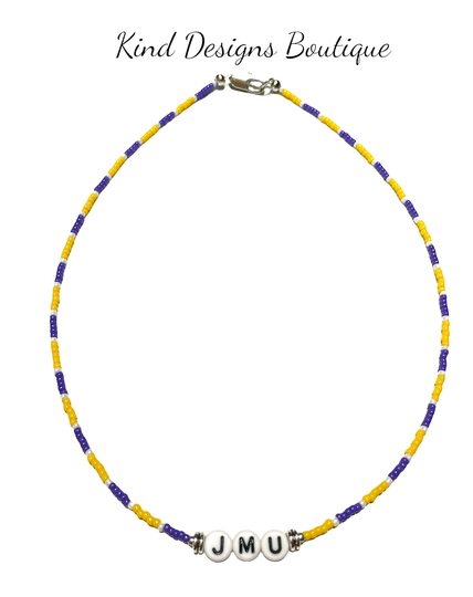 Jmu Seed Bead Necklace// School Colors// College Necklace