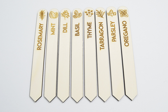 Gardeners Gift, Herb Plant Labels, Laser Engraved, Wooden Markers, Garden Gift Set