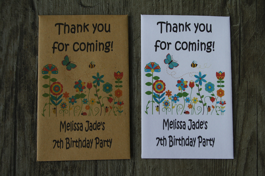 10 Personalised Any Age Garden Seed Packets Envelopes Seeds Favours Keepsake Butterfly Bees Birthday Party 1st 2nd 3rd 4Th 5Th 6Th 7Th 8Th