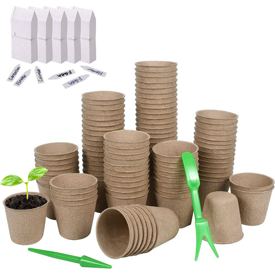 100 Pieces Biodegradable Seedling Pot, 6cm Round Biodegradable Pots, Biodegradable Seedling Pots for Seedlings, for Seedlings of Herbs, Flowers,