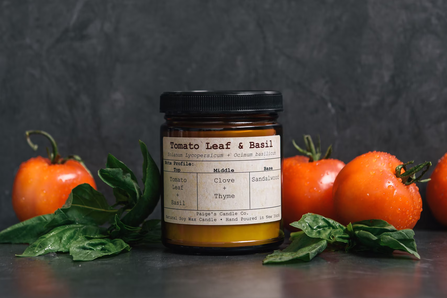 Tomato Leaf & Basil Vegan Soy Wax Candle