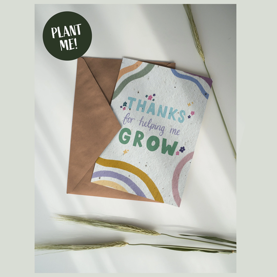 Thanks For Helping Me Grow Plantable Card/Teacher Thank You Card