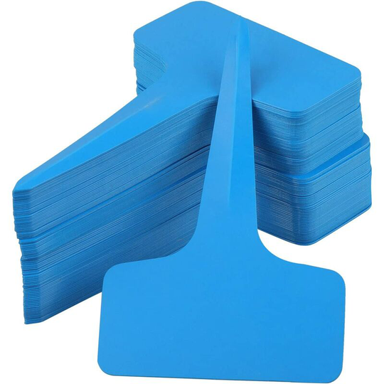 Pack of 100 Plastic Labels for Plants and Vegetables Blue 6 x 10 cm