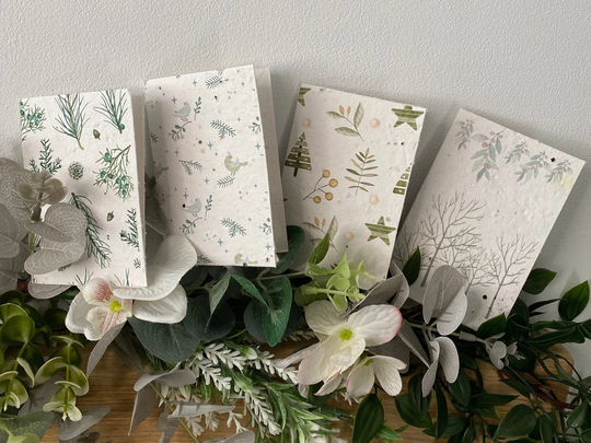 Wildflower Plantable Seeded Card, Christmas Card Themes, Pack Of 4, Eco-Friendly, Biogradable, A6 & Mini