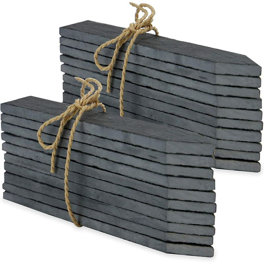 Mezheng - Set of 20 slate garden markers and chalks | Garden Plant Labels | Herb Markers | Greenhouse accessories | garden stakes | outdoor board
