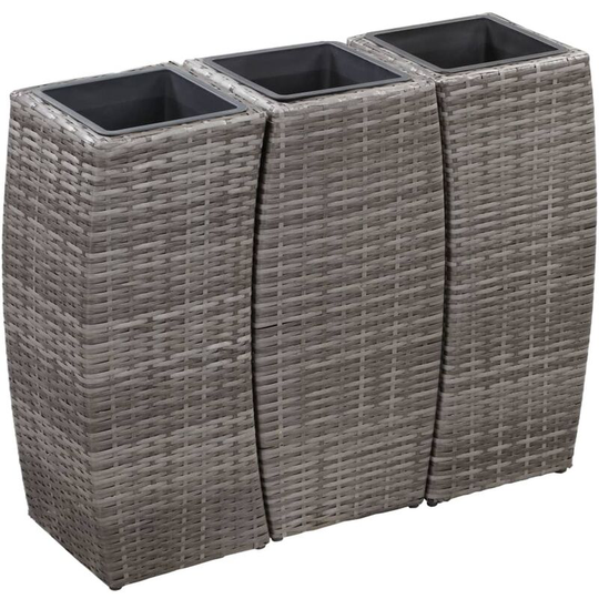 Vidaxl - Garden Raised Beds 3 pcs Poly Rattan Grey Grey