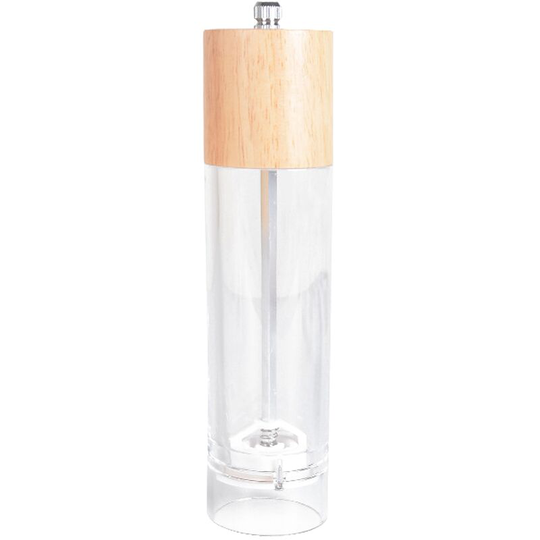 Manual Dry Salt Mill - Transparent Adjustable Grinder - Acrylic and wood large