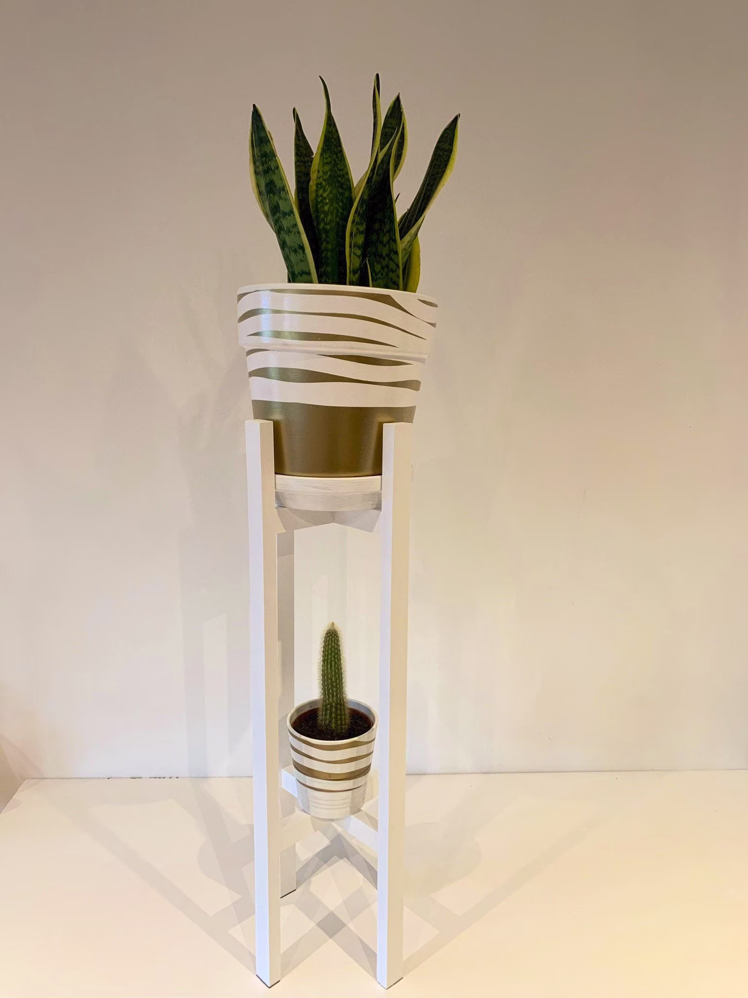 Wood Plant Stand For & Pot With Double Tier Up To 90 cm Tall in 100% Real Wood Holder Your Choice Of Color