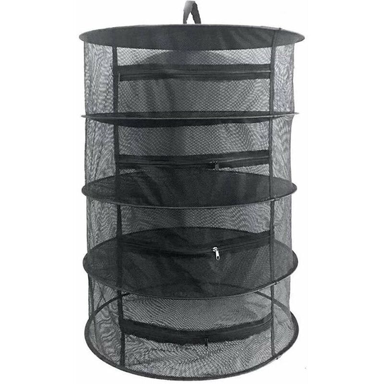 4 LayerHerb Drying Rack Net, Herb Dryer Black Mesh Hanging Dryer Rack with Zipper with zippers, S-hook and storage pocket(80 x 60CM)