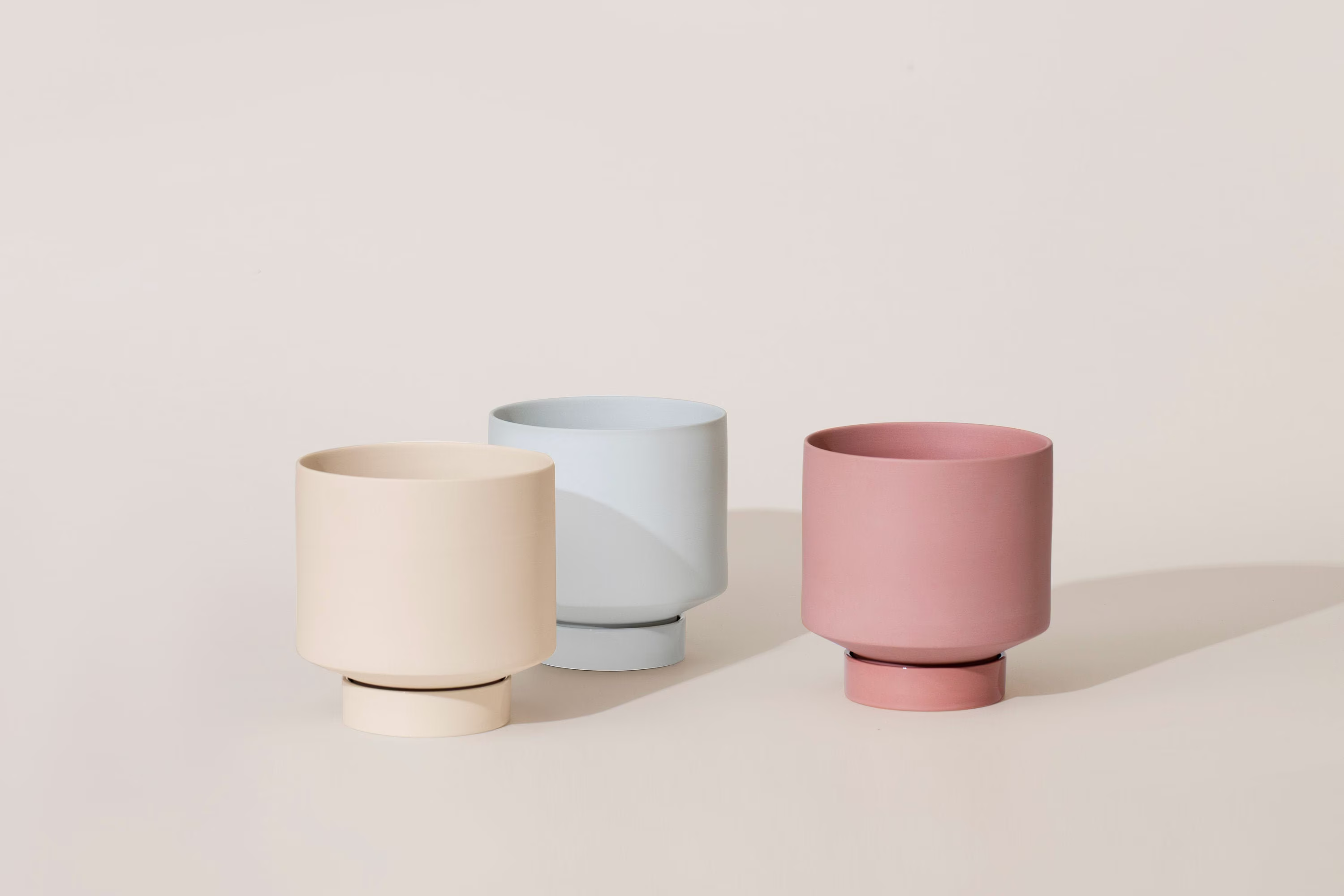 Tall Ceramic Plant Pots With Saucer | Modern Planter Minimalist Indoor Succulent Pot Matte