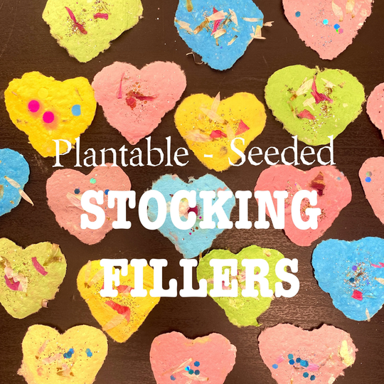 Plantable Seed Paper Hearts, Christmas Stocking Filler, 15 Small Recycled Flowering Gift, Magical Make A Wish, Nanas Garden