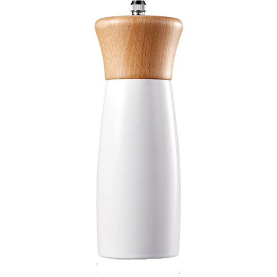 Wooden Salt and Pepper Grinder Set, Elegant Lighthouse Sea Salt Grinder and Black Pepper Mill White