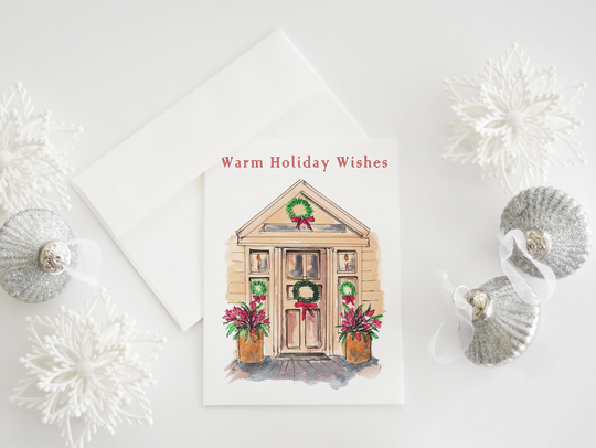 Warm Holiday Wishes Card | Christmas Winter Single Set Of 8 Cards With Envelopes