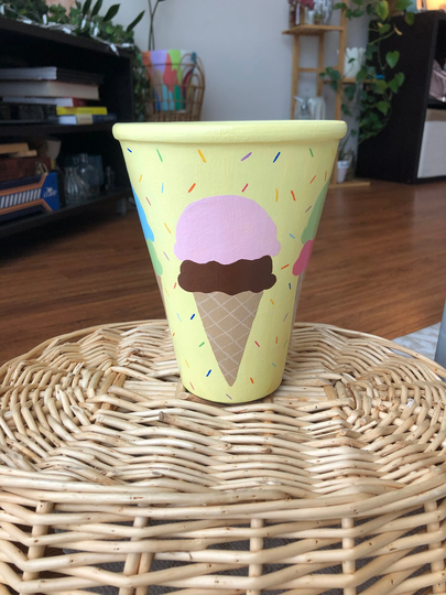 Ice Cream Cone With Sprinkles Terra Cotta Shaped Pot