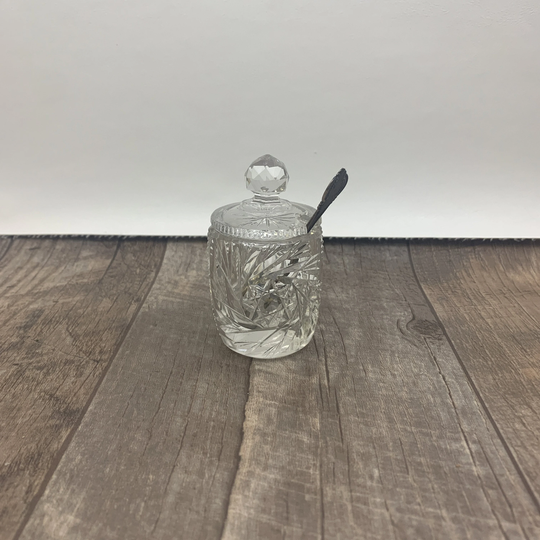Crystal Mustard Jar With Lid, Small Salt Lid