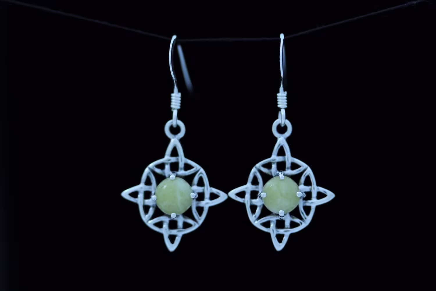 Celtic Knot Scottish Marble Stone Earrings -Four Seasons Quarternary -Hallmarked 925 Sterling Silver - Design Scotland Edinburgh