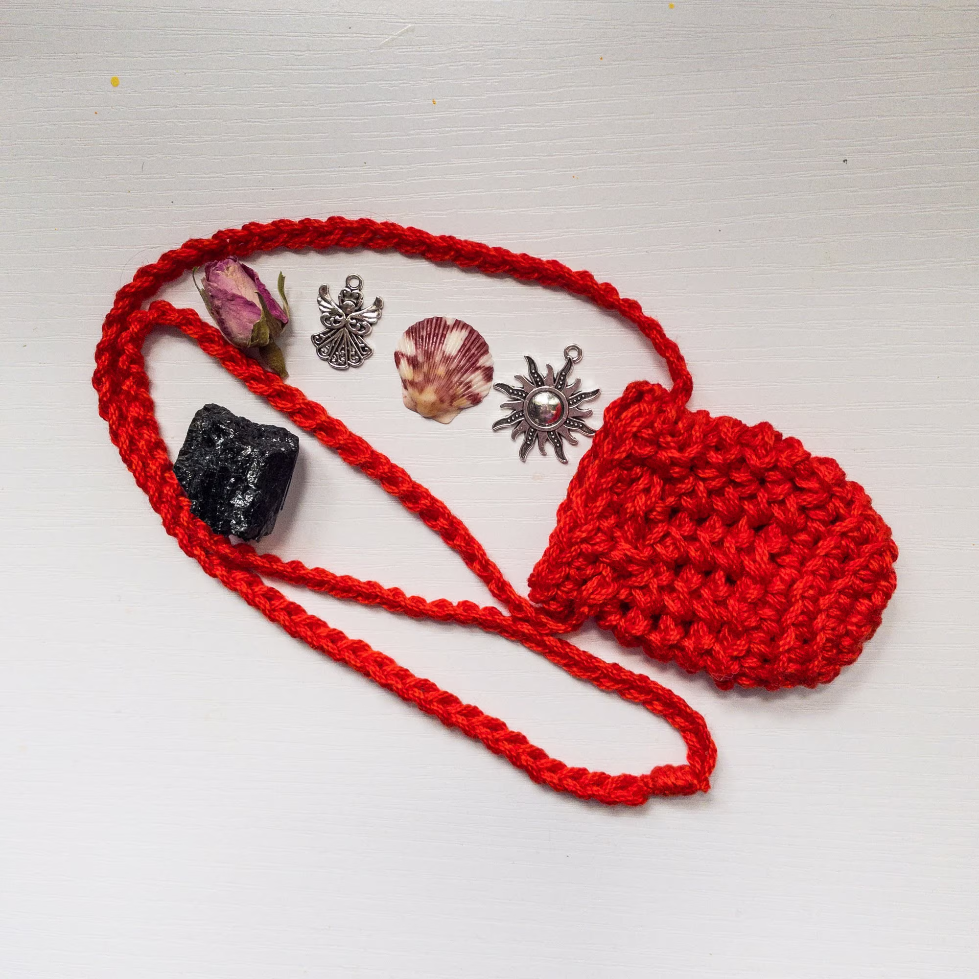 Care Bundle, Drawstring Crystal Pouch Necklace, Healing Medicine Pouch, Bag, Spiritual