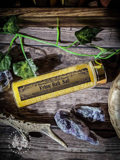 Yellow Bath Salt - Peppermint & Citrus Paradisi - Prosperity & Clarity | Witchcraft Conjure Magical Salts For Ritual, Magic + Spellwork