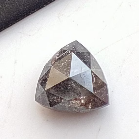 0.30 Cts Saltpepper Diamond Rose Cut Trillion, Shape Gemstone, Loose Natural Salt Pepper Diamond Trillion Bfp5778