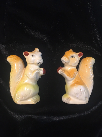 Vintage Japanese Ceramic Squirrel Salt & Pepper Shakers