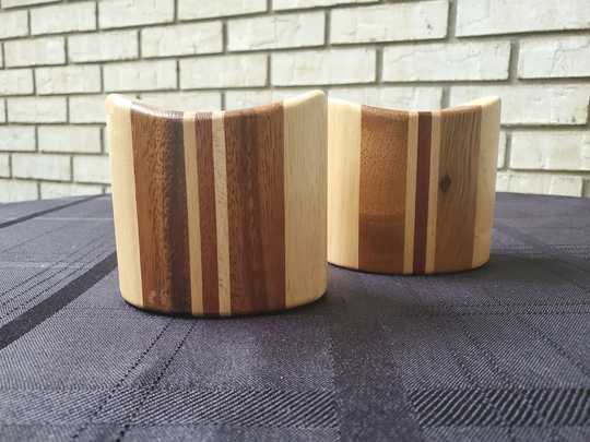 Vintage Two Tone Wood Salt & Pepper Shakers
