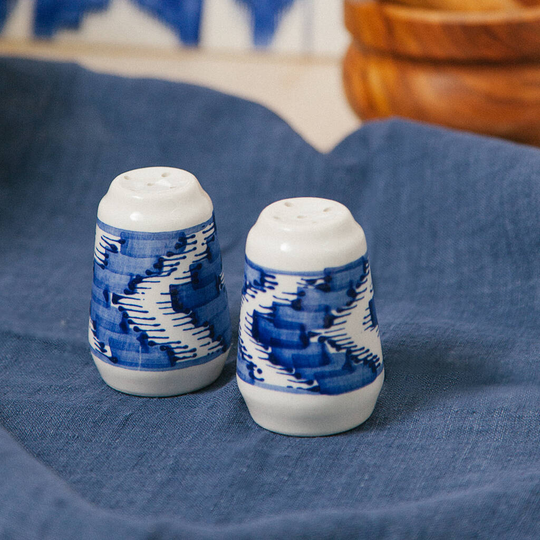 Blue Ikat Salt And Pepper Set