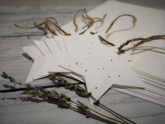 10 Lavender Seed Paper Star Gift Tags/ Plantable Eco-Friendly Lavender Seed Paper/ Christmas Gift Tags