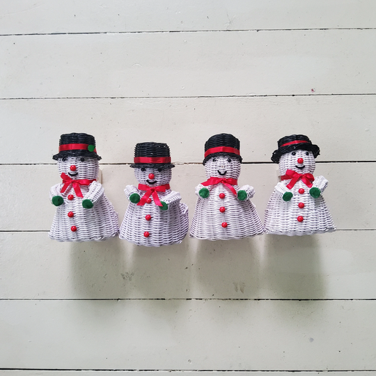 Snowman Quartet Vintage Wicker Planter Christmas Sold Separately