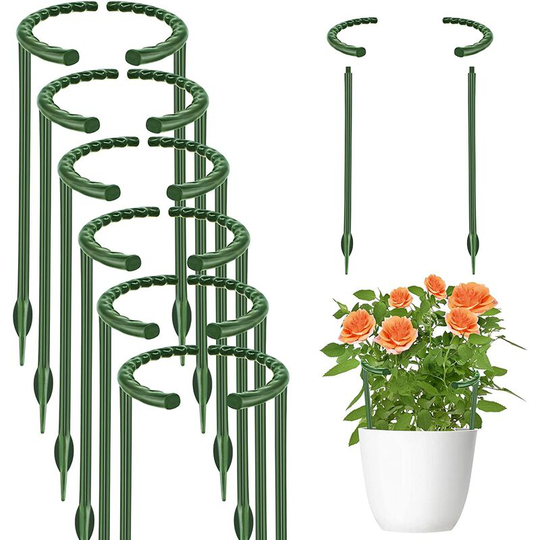 Betterlifegb - 6 Pcs Plant Support Garden Flower Support Stake Half Round Plant Support Ring Plastic Plant Cage Holder Flower Pot Climbing Trellis