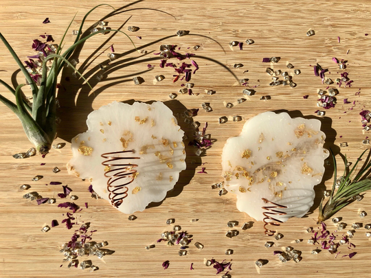Original Resin Air Plant Holder Set W/Gold Leafing. Handmade Resin. Great Addition To Any Wall, 4