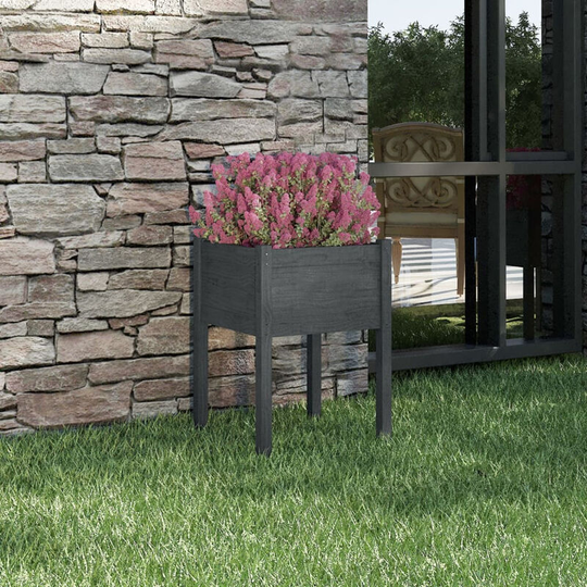 Asupermall - Garden Planter Grey 50x50x70 cm Solid Pinewood