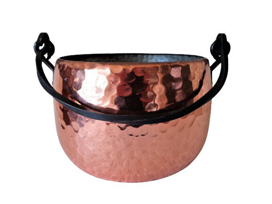 Vintage Copper Planter, Hammered Jardiniere, Hanging Plant Pot, Outdoor Decor, Indoor Gardening