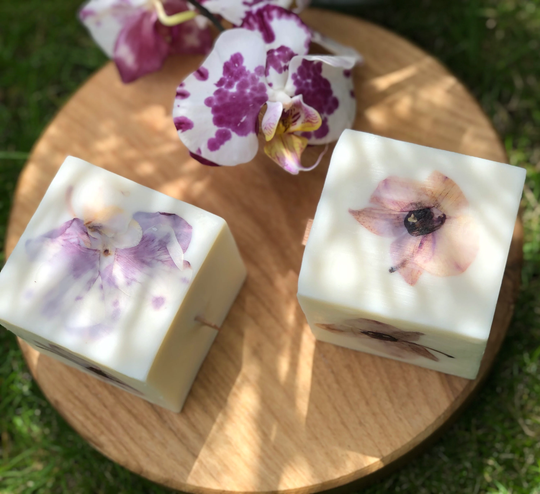Candle Gift, Orchid Flower, Floral Decor, Pressed Candle, Natural Botanical Unique Decor