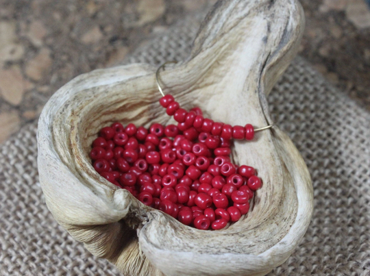 8/0 Bake Painted Burgundy Red Seed Bead Irregular | 10G | B0011, Red Seed Bead, Irregular Form Beads, Beads