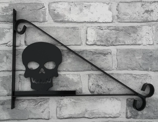 Skull Scroll Style Hanging Basket Bracket