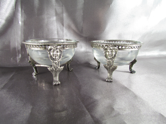 Salt Cellar 1St Empire Antique Sterling Silver Crystal Cellar, Victorian French Cellars
