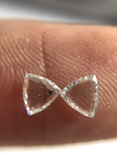 0.35Ct 2 Pcs Salt & Pepper Diamond Portrait Cut Pair Of Trilliant Shape Natural