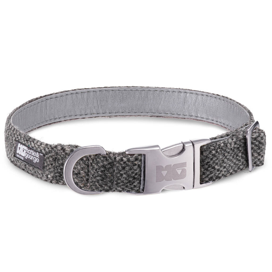 Salt And Pepper Harris Tweed Dog Collar