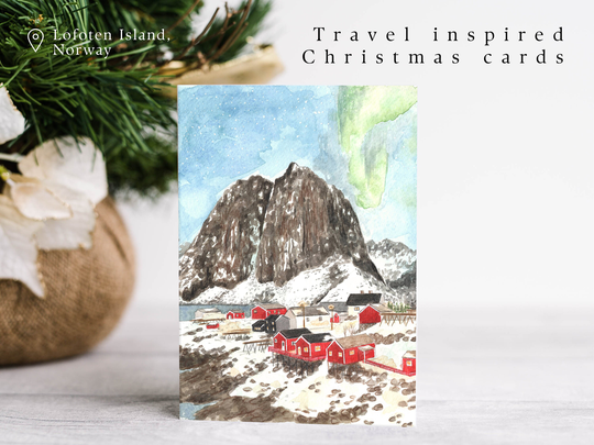 Christmas Cards, Travel Inspired Art, Hand Illustrated, A6 Eco-Friendly Cards