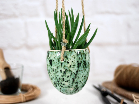Boho Hanging Planter Indoor | Wall Pot Ceramic For Succulent & Cactus Boho Home Decor Gift