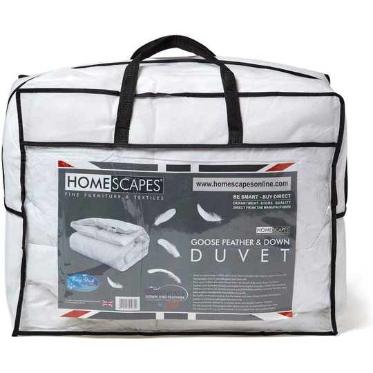 Goose Feather and Down All Seasons Single Size Duvet - White - Homescapes