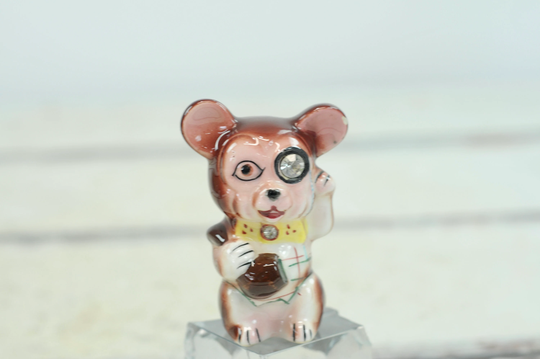 Vintage Salt Or Pepper Shaker Lefton Brown Mr Mouse With Sparkling Rhinestone Eye