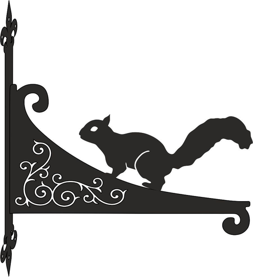 Red Squirrel Ornamental Scroll Hanging Bracket