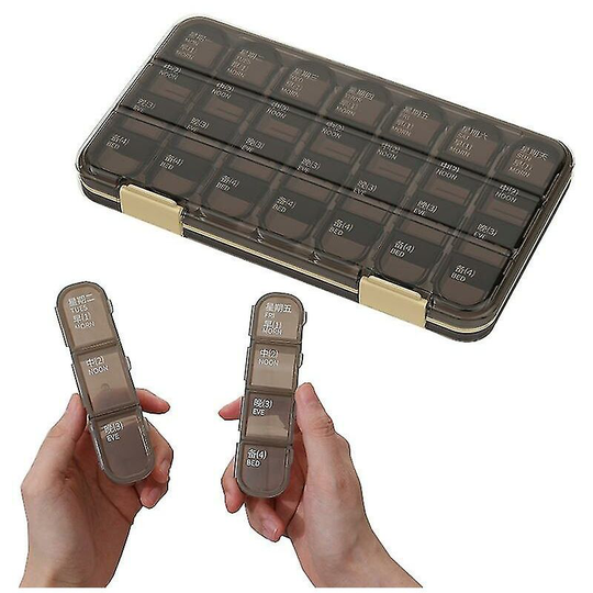 Thsinde - Mini Medicine Storage Travel Pill Box 21 Songs Black