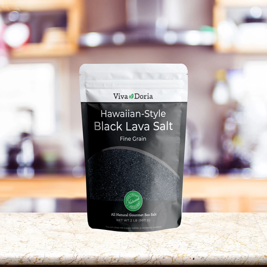 Viva Doria Hawaiian Black Lava Sea Salt, Fine Grain, 2 lb | 907 G