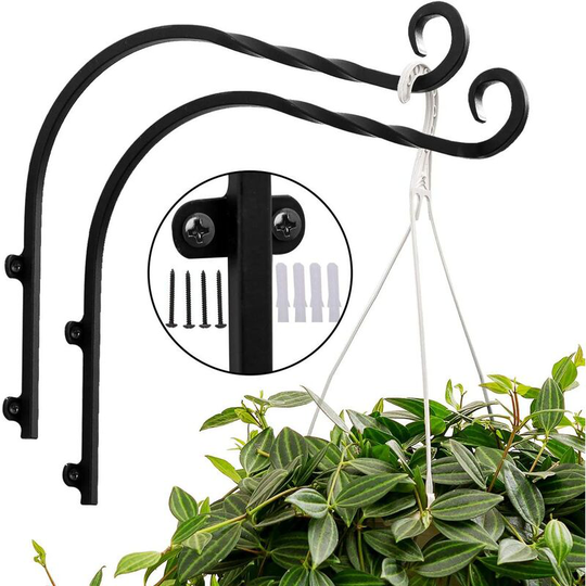 12 Inch Plant Hanger Hook, 2 pcs Hanging Plant Bracket Wall Hook for Flower Pot Lattern Garden Fence Outdoor Bird Feeders Hanger