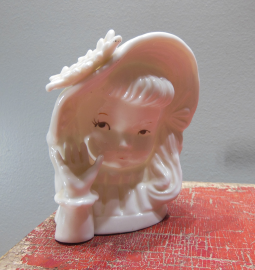 Vintage Ceramic Child Head Vase Planter Childrens Kids Room Decor White Succulent Cactus Plant Holder Floral Flower Bonnet Girl
