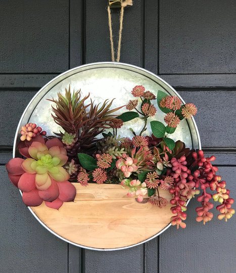 Hanging Faux Succulent Arrangement, Wall Decor, Garden, Plant Art, Office Home Decor
