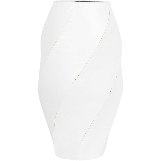 Modern Ceramic Vase Decorative Living Room White with Gold Lentia - White