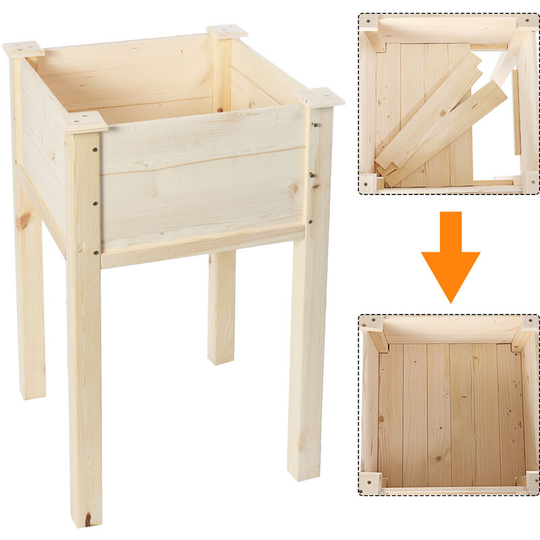 Garden Raised Bed 41x41x79CM Vegetable Wood Planter Box With Feet